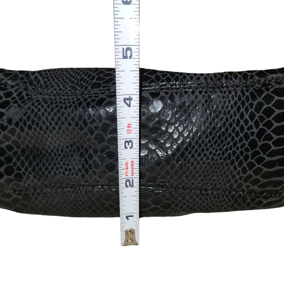 Michael Kors LG Patent Leather Snake Embossed Black Handbag W/Signature Hardware - Picture 9 of 10